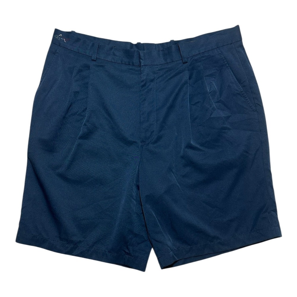 Greg Norman Men's Men's 38 Navy Blue Pleated Microfiber Golf Shorts Navy Blue